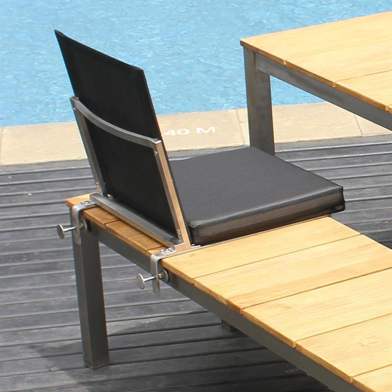 Ensemble de bancs Fides 200/2 en teck de qualité A avec acier inoxydable composé d'une table à manger Fides 200 x 100 et de 2 bancs Fides 180 sans dossier