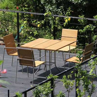Fides Falttisch 100 x 100 x 75 cm Vintage Teak mit Edelstahlgestell
