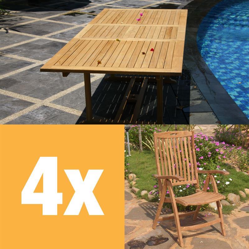 Ensemble Florida 240 composé d'une table extensible Florida 240/180 x 105 et de chaises à dossier haut Florida