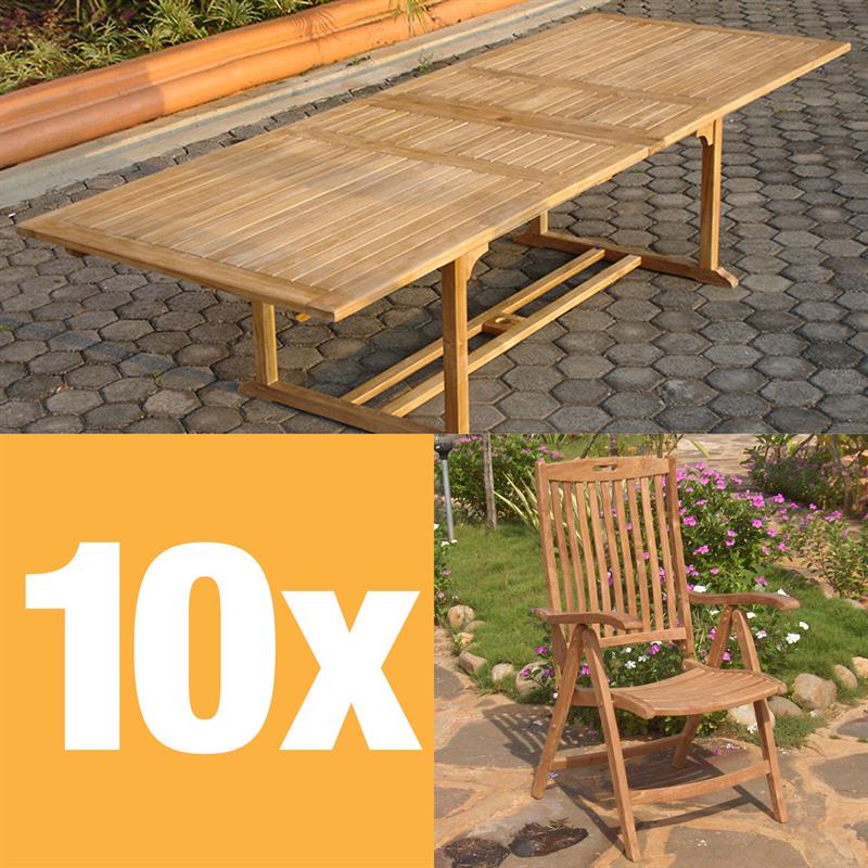Ensemble Florida 300 composé d'une table extensible double Florida 300/250/200x110 et de chaises à dossier haut Florida