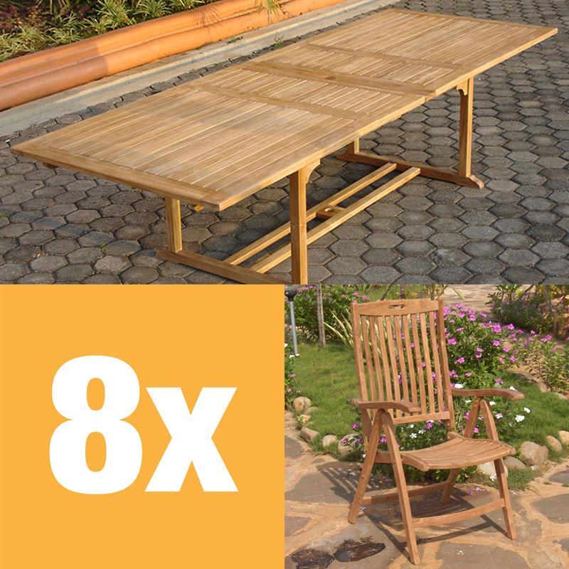 Ensemble Florida 300 composé d'une table extensible double Florida 300/250/200x110 et de chaises à dossier haut Florida