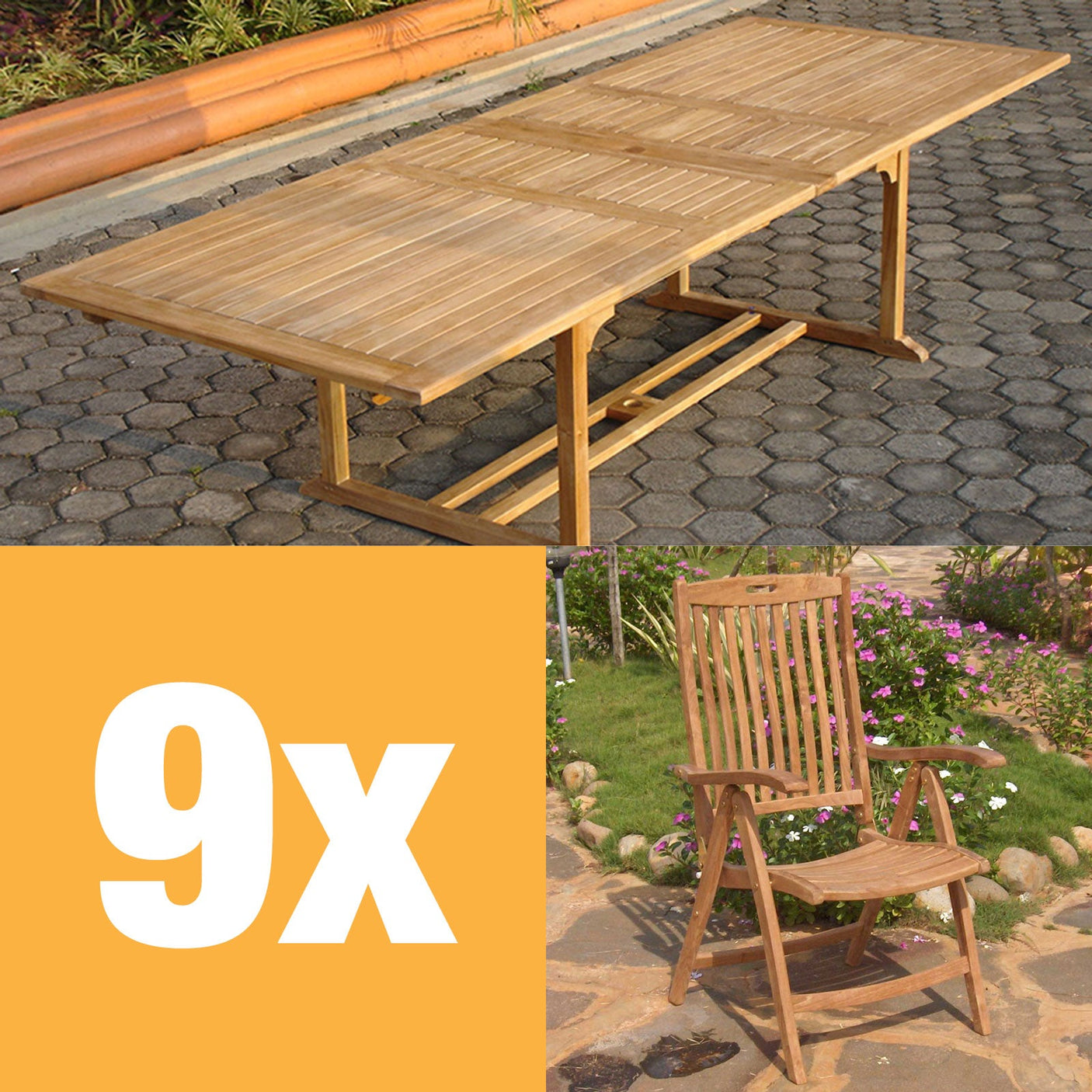 Ensemble Florida 300 composé d'une table extensible double Florida 300/250/200x110 et de chaises à dossier haut Florida
