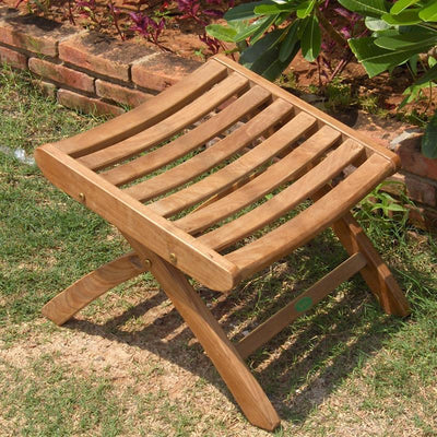 Florida Fußschemel  - 49 x 46 x 44,5 cm - Zertifiziertes Teakholz GRADE A + Messingbeschläge