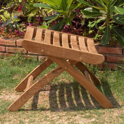 Florida Fußschemel  - 49 x 46 x 44,5 cm - Zertifiziertes Teakholz GRADE A + Messingbeschläge