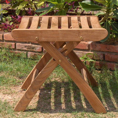 Florida Fußschemel  - 49 x 46 x 44,5 cm - Zertifiziertes Teakholz GRADE A + Messingbeschläge