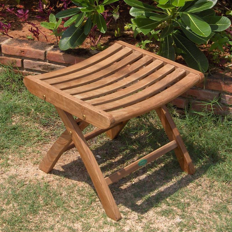 Florida Fußschemel  - 49 x 46 x 44,5 cm - Zertifiziertes Teakholz GRADE A + Messingbeschläge