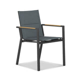 Planka Alu-Frontausziehtisch 310 Set bestehend aus Planka Alu-Frontausziehtisch 310/210 x 100 Teak Grade A gebürstet mit Aluminiumgestell und Gazelig Stapelstühlen aus Aluminium und Batyline