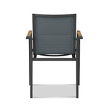 Planka Alu-Frontausziehtisch 310 Set bestehend aus Planka Alu-Frontausziehtisch 310/210 x 100 Teak Grade A gebürstet mit Aluminiumgestell und Gazelig Stapelstühlen aus Aluminium und Batyline