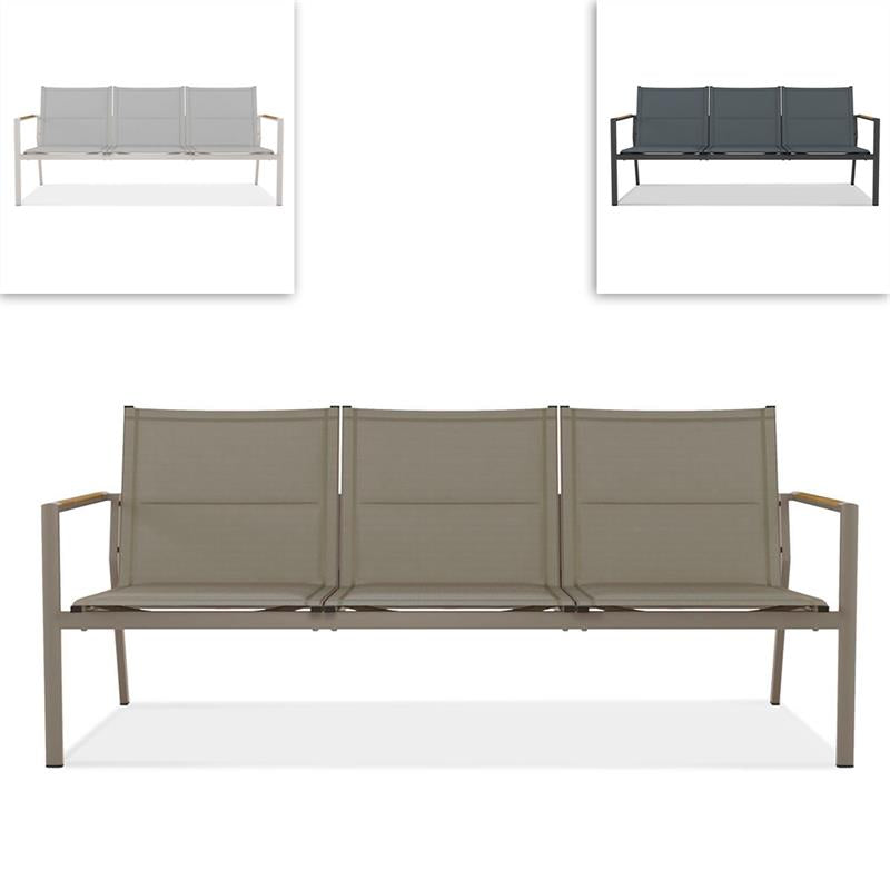 Gazelig Sofa 3 Sitzer  180,2 x 74,5 x 75 cm Aluminium und Batyline