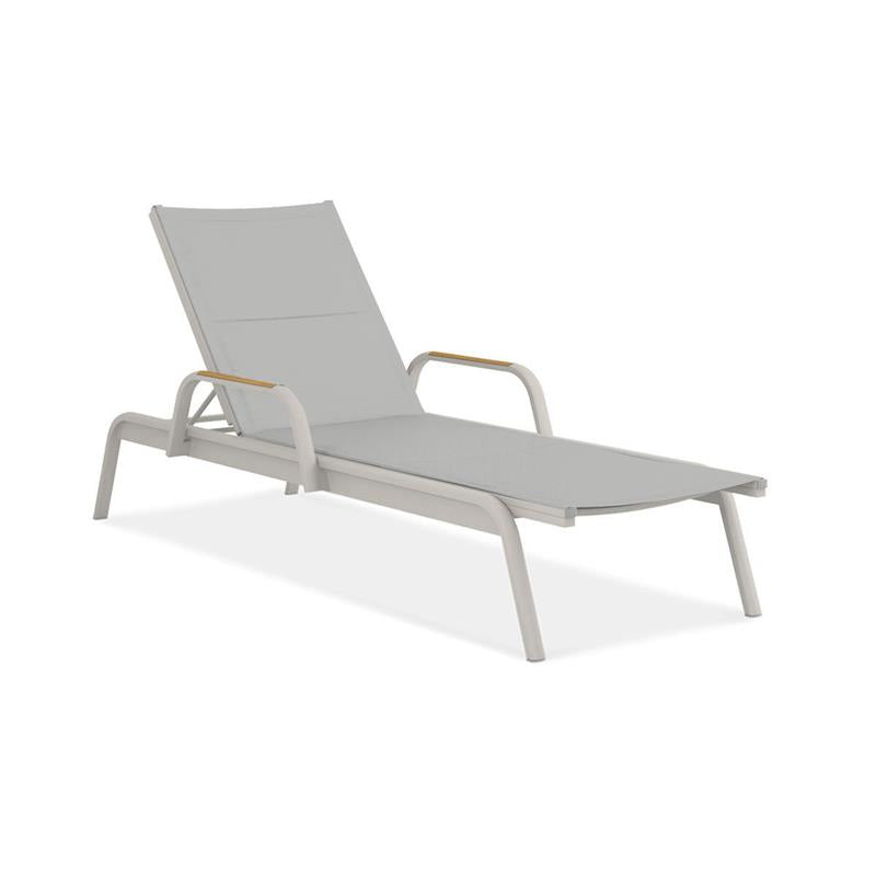 Gazelig lounger with armrests 195 x 76.7 x 32.5 cm aluminum and Batyline
