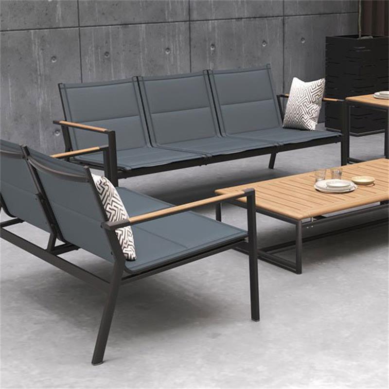 Gazelig Beistelltisch  45 x 45 x 50 cm - Alu pulverschichtet + Zertifiziertes Teak GRADE A