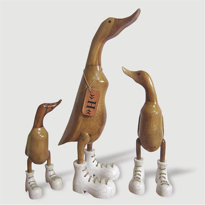 Canard »Helen« - grand canard dressé brun avec des chaussures blanches marbrées