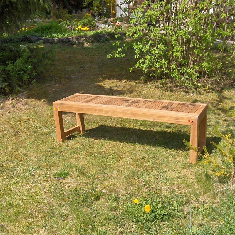 Banc de jardin Hampton sans dossier 140 cm - Teck certifié GRADE A