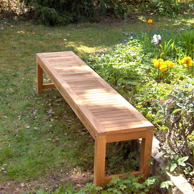 Banc de jardin Hampton sans dossier 180 cm - teck certifié GRADE A