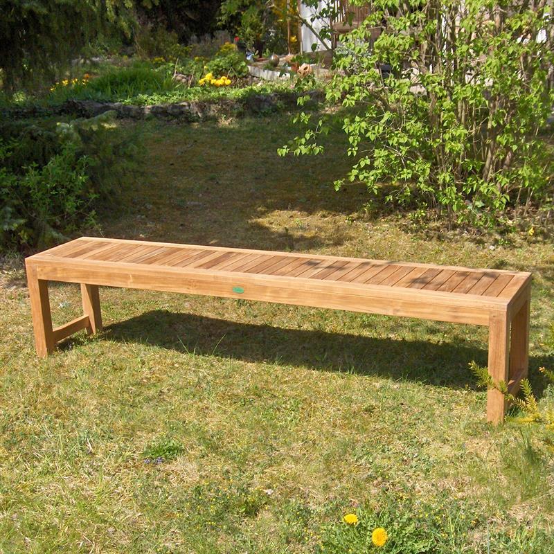 Banc de jardin Hampton sans dossier 180 cm - teck certifié GRADE A