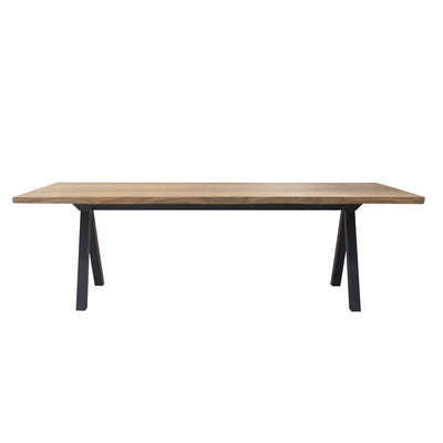Table bord d'arbre Katta 240 x 95-105 x 75 cm en teck avec cadre en aluminium couleur anthracite