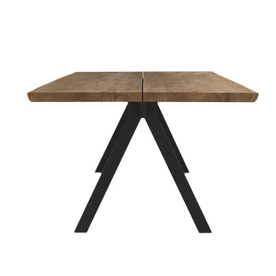 Table bord d'arbre Katta 240 x 95-105 x 75 cm en teck avec cadre en aluminium couleur anthracite