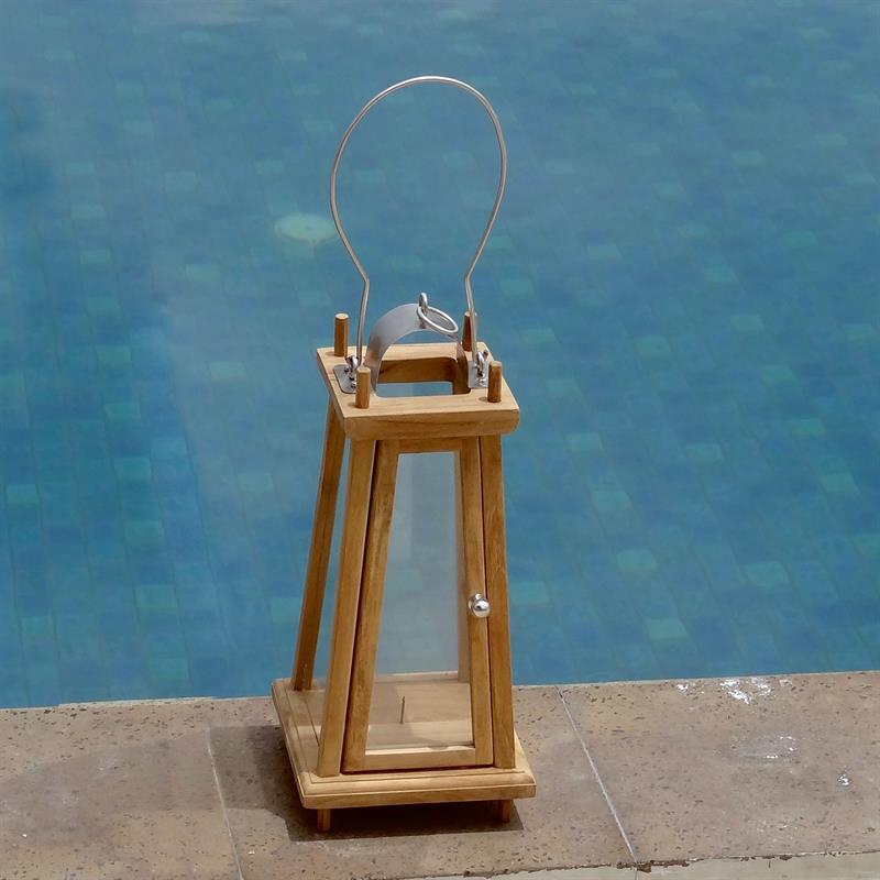 Small teak lantern 18 x 18 x 41 cm