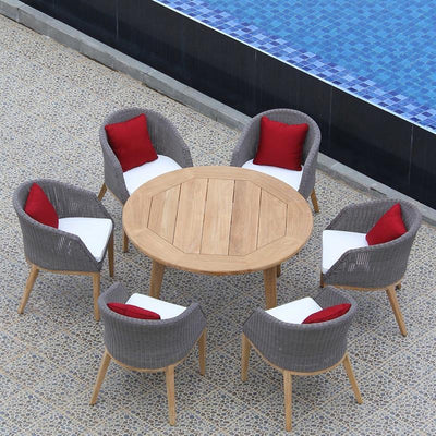 Table à manger ronde Piedra 130 x 130 x 75 cm Teck certifié GRADE A