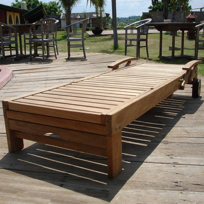 Chaise longue Hampton - Teck certifié de qualité A + raccords en laiton