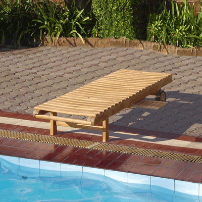 Chaise longue Florida 200 x 60 x 31 cm - Teck certifié GRADE A + ferrures en laiton