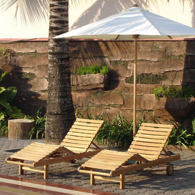 Chaise longue Florida 200 x 60 x 31 cm - Teck certifié GRADE A + ferrures en laiton