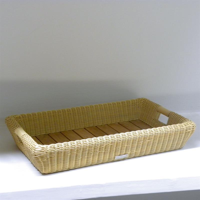 Plateau Lorraine avec base en teck 62x42