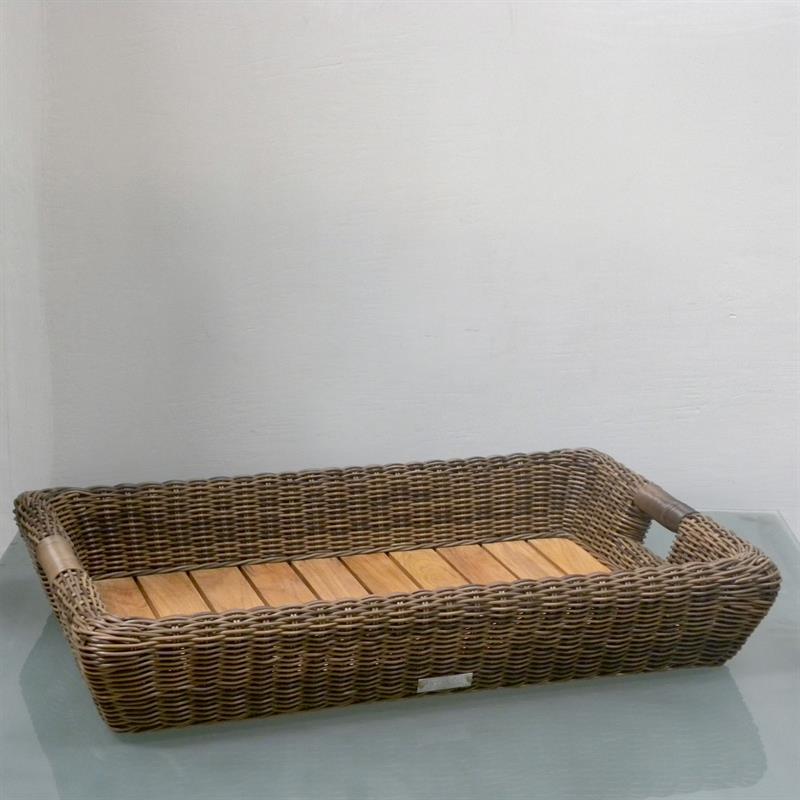 Plateau Lorraine avec base en teck 62x42