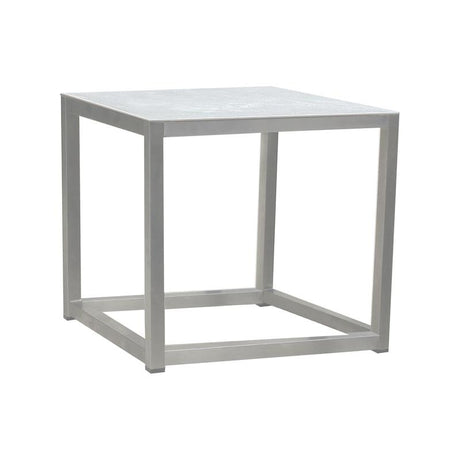 Table d'appoint Marikk 45 x 45 x 45 cm, plateau en céramique et structure en acier inoxydable