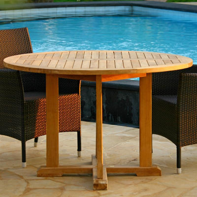 Table ronde Denver 80 - Teck certifié GRADE A + ferrures en laiton