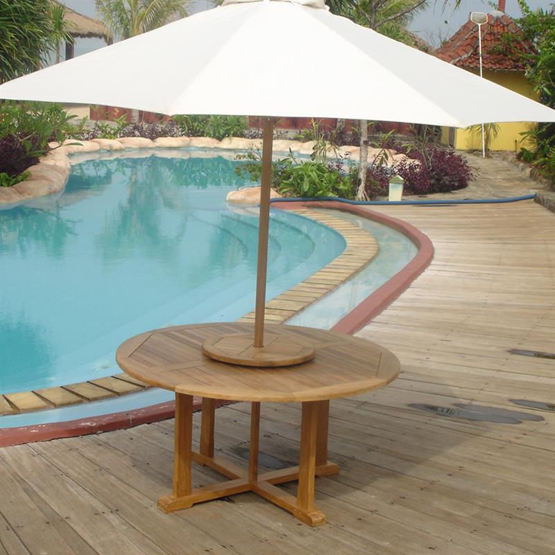 Rotating tray teak round 80 cm teak with brass fittings