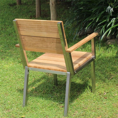 Makan armchair brushed teak with stainless steel frame 60x63x90 cm