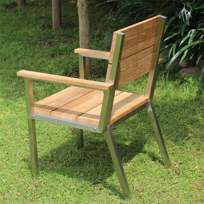 Makan armchair brushed teak with stainless steel frame 60x63x90 cm