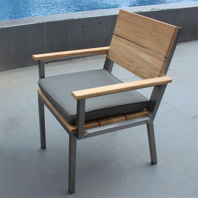 Makan armchair brushed teak with stainless steel frame 60x63x90 cm