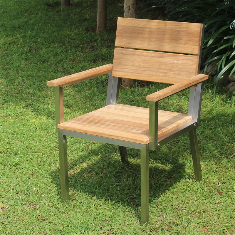 Makan armchair brushed teak with stainless steel frame 60x63x90 cm