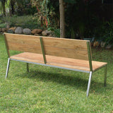 Makan garden bench with backrest 182 teak brushed with stainless steel frame 182x63x90 cm