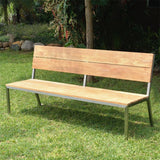 Makan garden bench with backrest 182 teak brushed with stainless steel frame 182x63x90 cm