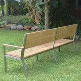 Makan Gartenbank mit Rücken- und Armlehne 240 Teak gebürstet mit Edelstahlgestell 240x63x90 cm