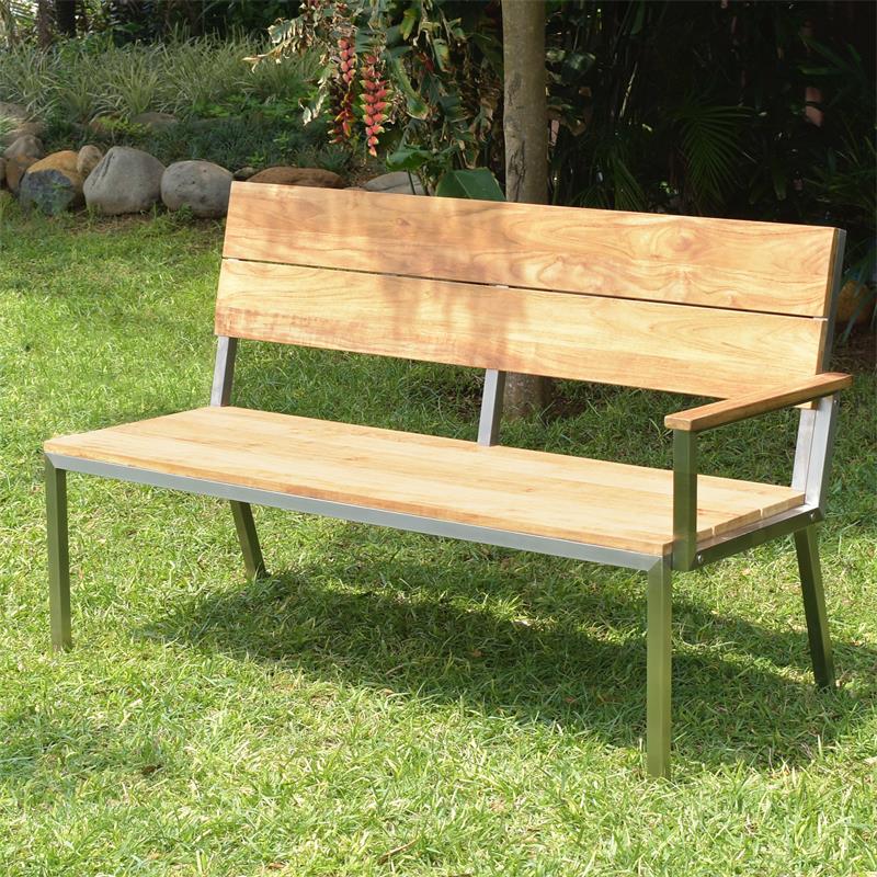 Makan armrest left for dining chair and benches brushed teak with stainless steel frame