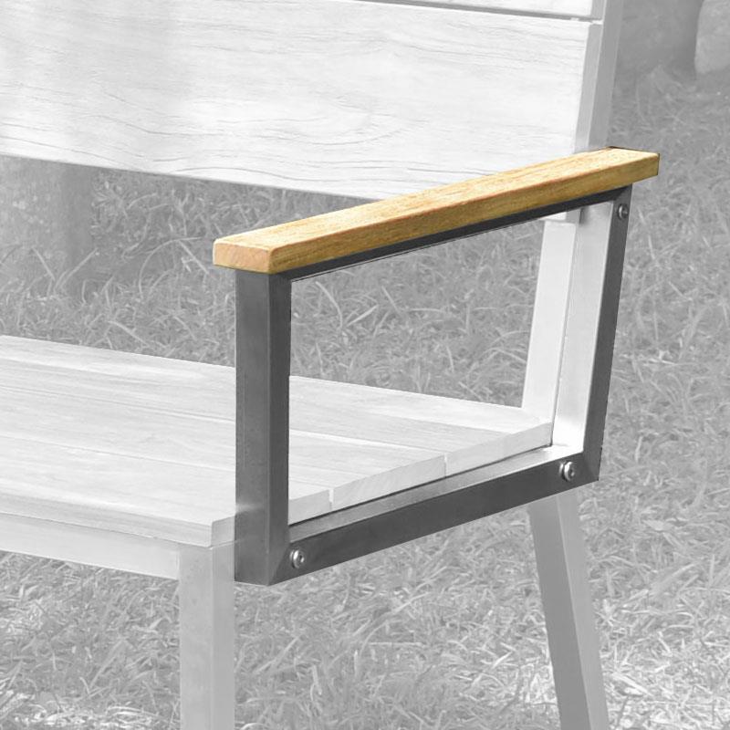 Makan armrest left for dining chair and benches brushed teak with stainless steel frame