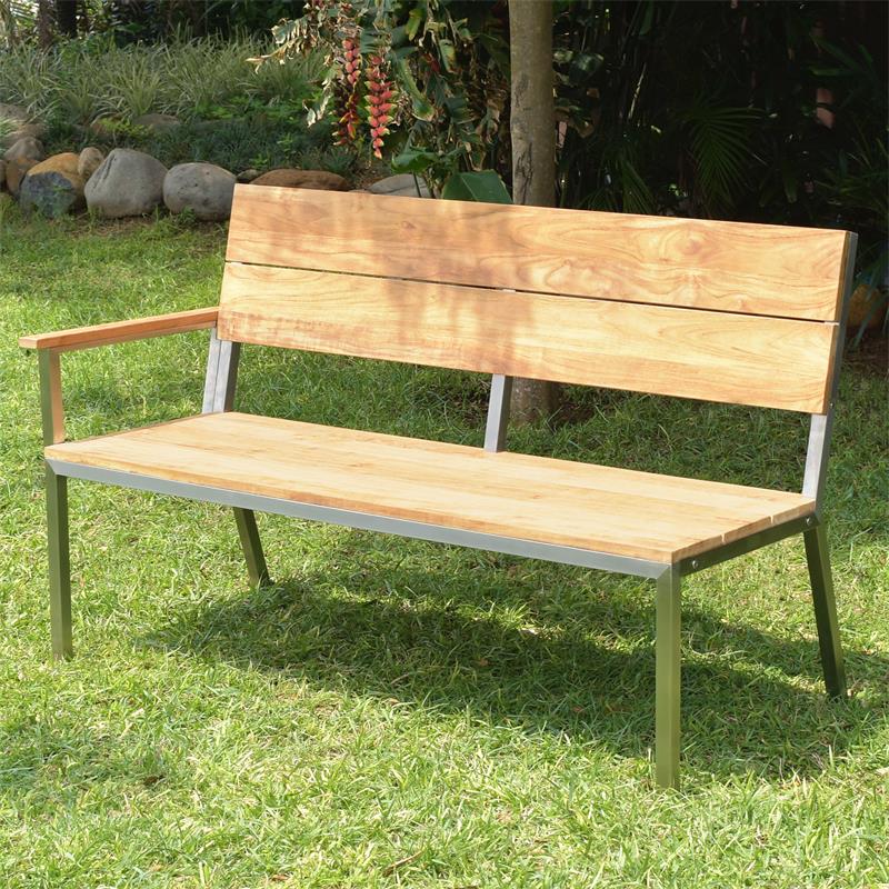 Makan armrest right for dining chair and benches teak brushed with stainless steel frame