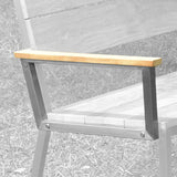 Makan armrest right for dining chair and benches teak brushed with stainless steel frame