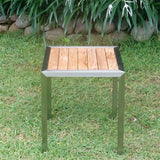 Makan stool/side table 45 x 45 x 50 cm teak with stainless steel frame