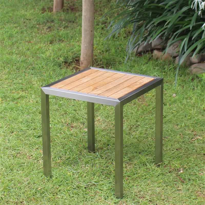 Makan stool/side table 45 x 45 x 50 cm teak with stainless steel frame