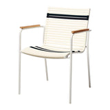 Mood Classic stacking chair white/white+grey/petrol aluminum powder-coated with teak armrests