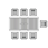 Ensemble de table extensible Moselle 220 composé d'une table extensible Moselle 220/160 x 100 et de chaises empilables Moselle en teck avec acier inoxydable