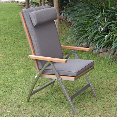 Chaise à dossier haut Moselle - Teck certifié GRADE A + structure en acier inoxydable
