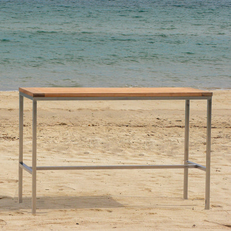 Florence Bar Set 2-1 bestehend aus Florence Bar Tisch mit 2 Florence Bar Hockern und 1 Florence Bar Bank aus Teak und Edelstahl