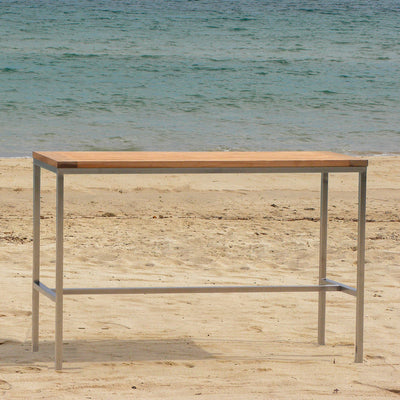 Banc de bar Florence en teck et acier inoxydable
