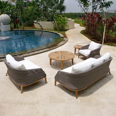 Mosaic side table round 60 cm teak